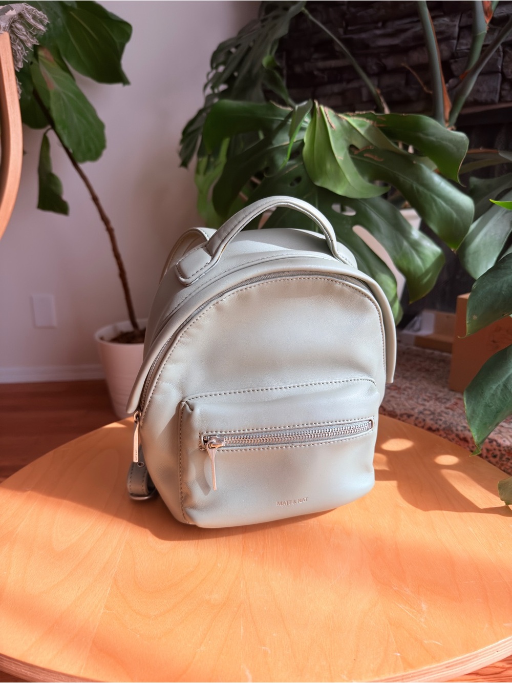 Matt & Nat Carosm Small Vegan Leather Backpack in Sage Green